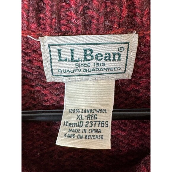 Vintage LL Bean Mens Sweater XL Regular Lamb’s Wool Cardigan Pullover Crewneck - Picture 5 of 8